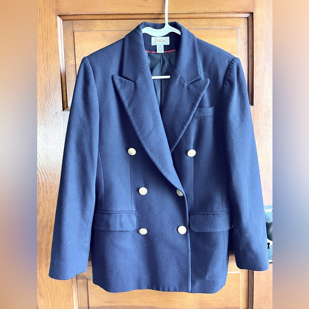 Vintage Talbots Petites 100% Wool Navy Blazer